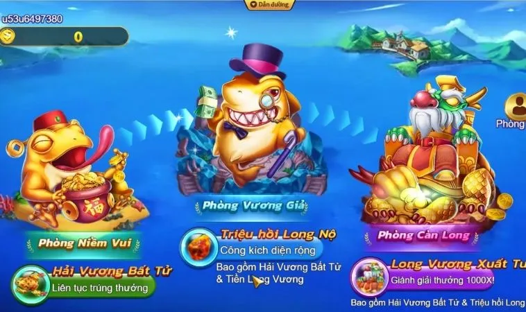 Các phòng chơi trong game Bắn Cá Royal Fishing Tại HitClub