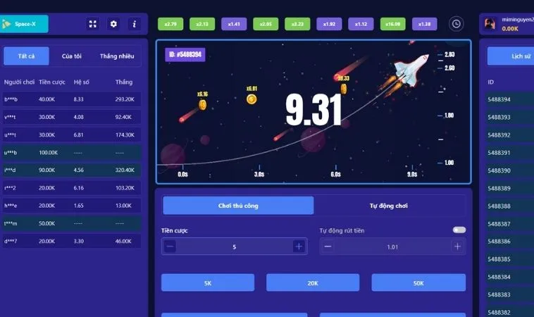 Giao diện chơi game nhanh ZetX Tại HitClub
