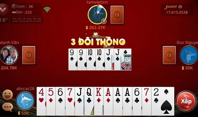 Bàn chơi Tiến Lên Miền Nam HitClub 