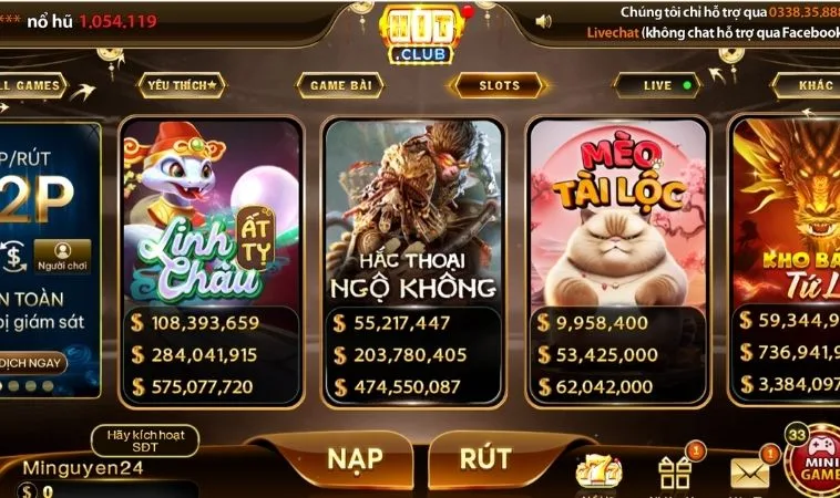 Đa dạng các thể loại game nổ hũ để trải nghiệm tại Hitclub