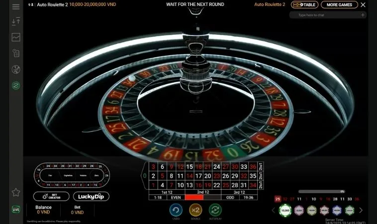 Giao diện chơi Roulette HitClub